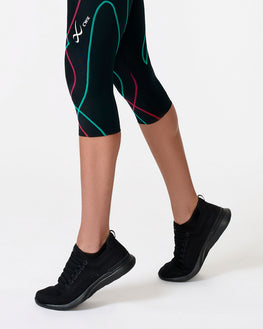 Stabilyx® 3.0 Joint Support 3/4 Compression Tight: Women's Black/Teal Aura